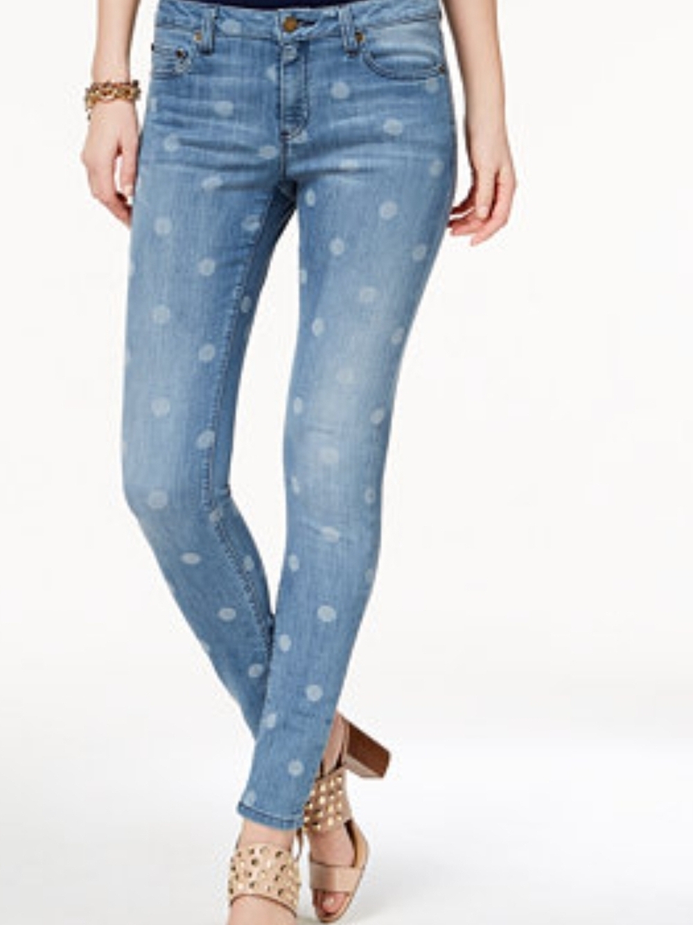 Michael Kors Light Blue Polka Dot Skinny Jeans